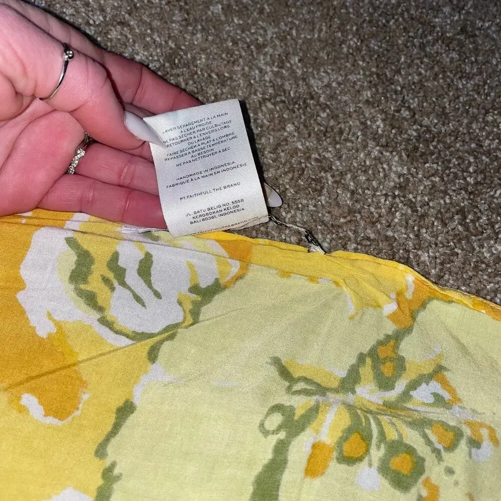 Faithfull the Brand Asturias wrap scarf yellow floral print lightweight OSFM